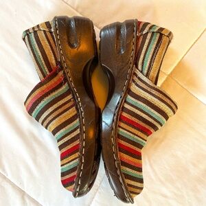 Women's Striped Born Concept BOC NADIYYA Multi Color Mule Clogs Size 8.5